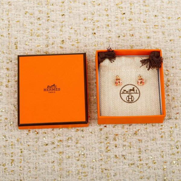 replica,repliche,fake,1:1,earrings,bracelet,ring,jewelry Contatore / Nuovi mini orecchini a bottone Hermes color-block (B2KT6)