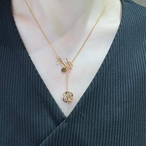 replica,repliche,fake,1:1,earrings,bracelet,ring,jewelry Contatore / Collana con moneta Hermès in oro V (2E6S5)