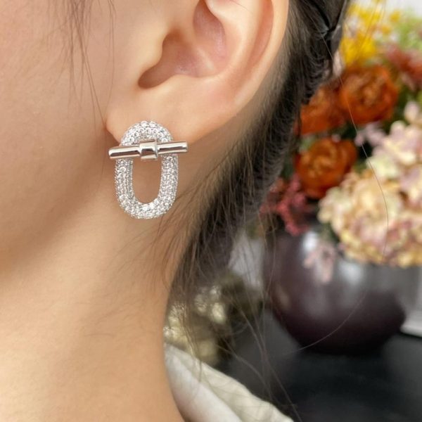 replica,repliche,fake,1:1,earrings,bracelet,ring,jewelry Contatore / Orecchini a bottone ovali OT di Hermes (BRF1U) in oro V.