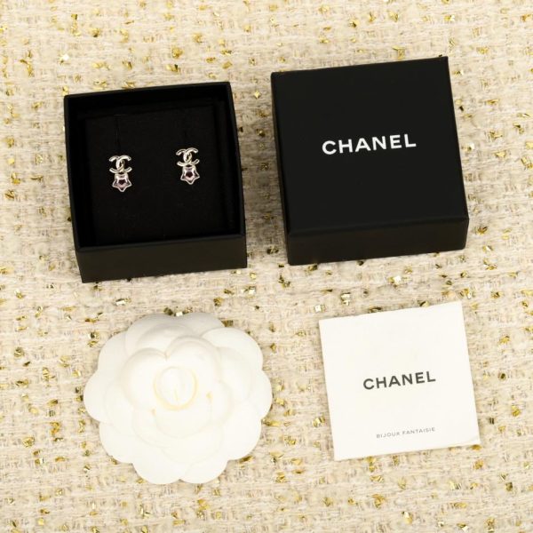 Contatore / 【Orecchini Chanel con doppia C e pietre preziose rosa a forma di stella】(WRA2T)