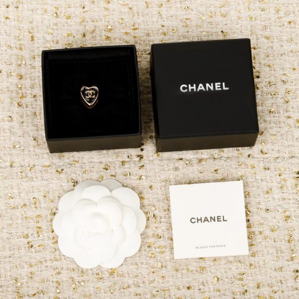 replica,repliche,fake,1:1,earrings,bracelet,ring,jewelry Contatore / 【Anello Chanel a cuore nero e oro】(CCT0L)