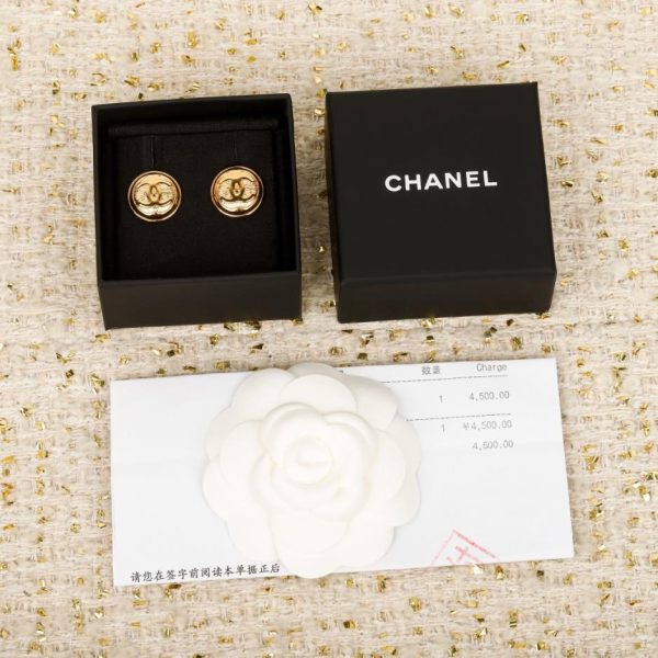 Contatore / 【Orecchini a bottone rotondo Chanel con doppia C】(Z18E3)