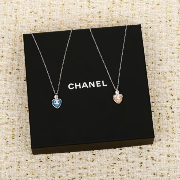 replica,repliche,fake,1:1,earrings,bracelet,ring,jewelry Contatore / 【Collana Chanel con cuore di strass blu e rosa】(WDIBQ)