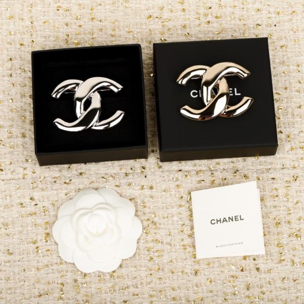 replica,repliche,fake,1:1,earrings,bracelet,ring,jewelry Contatore / 【Spilla Chanel liscia con doppia C】(X69E5)