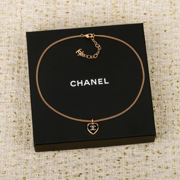 replica,repliche,fake,1:1,earrings,bracelet,ring,jewelry Contatore / 【Collana Chanel con doppia C a forma di cuore nero e oro】(F67ZJ)