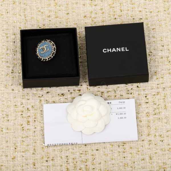 replica,repliche,fake,1:1,earrings,bracelet,ring,jewelry Contatore / 【Spilla ovale Chanel in pelle e denim】(8Z9RV)