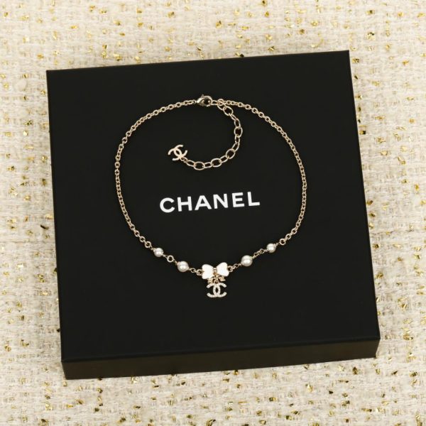 replica,repliche,fake,1:1,earrings,bracelet,ring,jewelry Contatore / 【Chanel Choker con fiocco in smalto bianco】(IM8AD)