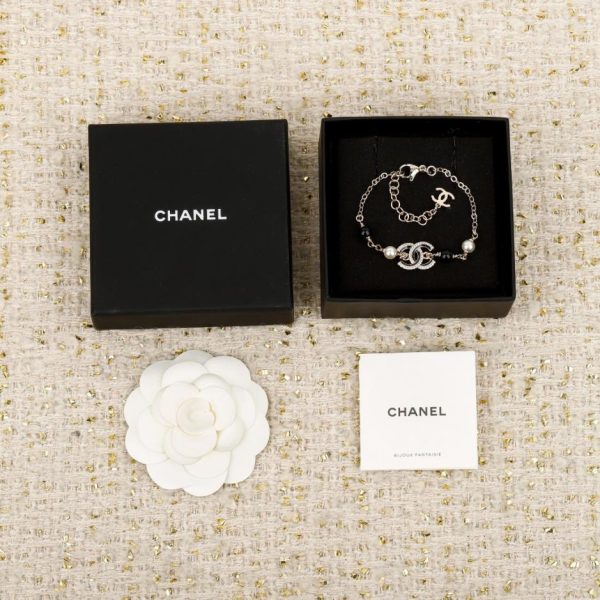 replica,repliche,fake,1:1,earrings,bracelet,ring,jewelry Contatore / 【Bracciale Chanel con doppia C in smalto nero】(T5L8G)