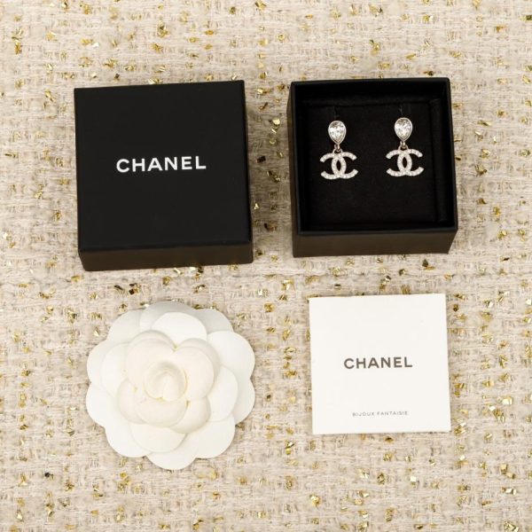 Contatore / 【Orecchini a clip Chanel 25A con doppia C e strass a goccia】(XXSUE)