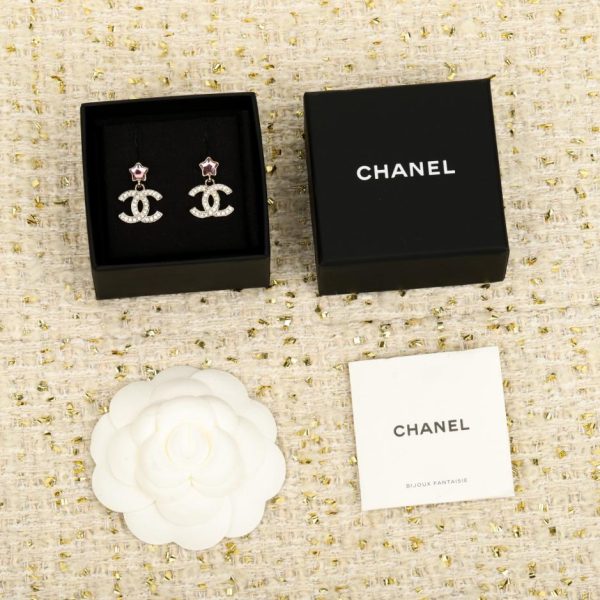 Contatore / 【Orecchini Chanel con doppia C e pietre preziose rosa a forma di stella】(D2C3R)