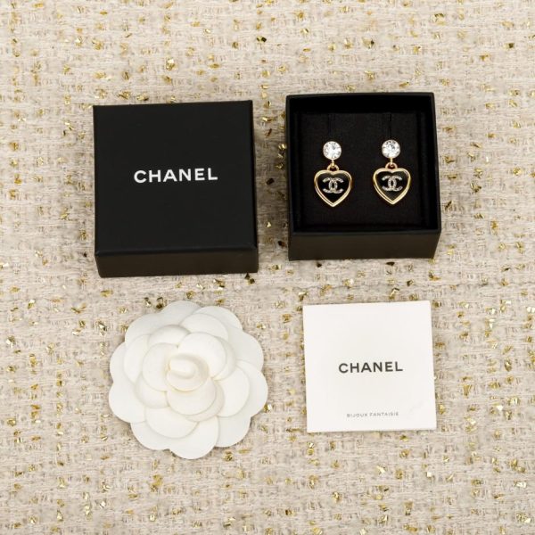 Contatore / 【Orecchini Chanel con doppia C a forma di cuore nero e oro】(7RT0S)