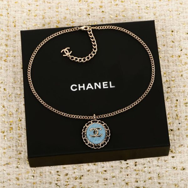 replica,repliche,fake,1:1,earrings,bracelet,ring,jewelry Contatore / 【Collana ovale Chanel in pelle e denim】25 (D9M5B)