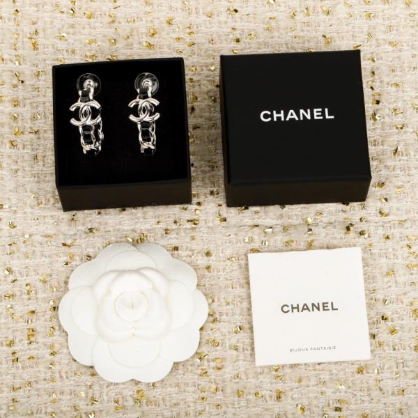 Contatore / 【Orecchini Chanel in pelle nera con catena in denim】25P (HGCG4)