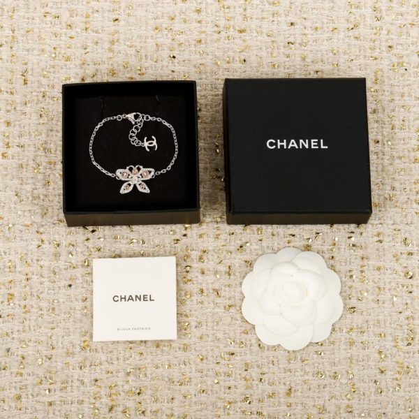 replica,repliche,fake,1:1,earrings,bracelet,ring,jewelry Contatore / 【Bracciale Chanel traforato con doppia C a forma di farfalla】(C6INE)