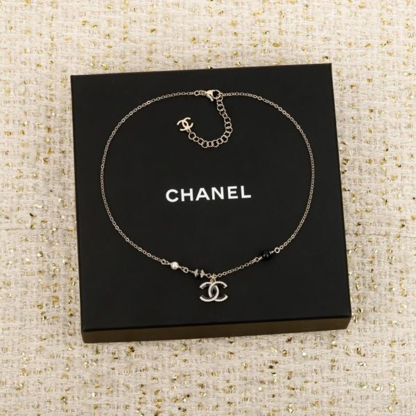 replica,repliche,fake,1:1,earrings,bracelet,ring,jewelry Contatore / 【Collana Chanel con doppia C in smalto nero】(GH7G6)