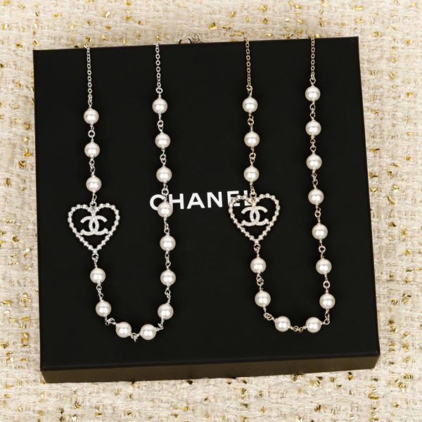 replica,repliche,fake,1:1,earrings,bracelet,ring,jewelry Contatore / 【Collana Chanel con cuore traforato e perle】(F8K0E)