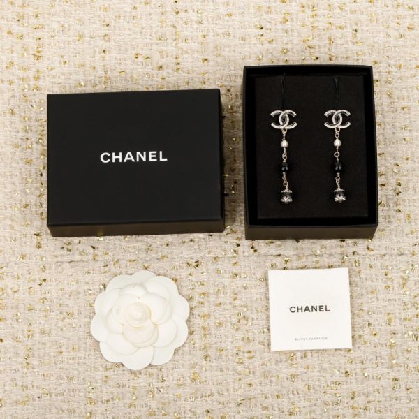 Contatore / 【Orecchini a bottone Chanel in smalto nero e rosa】(FSZ09)