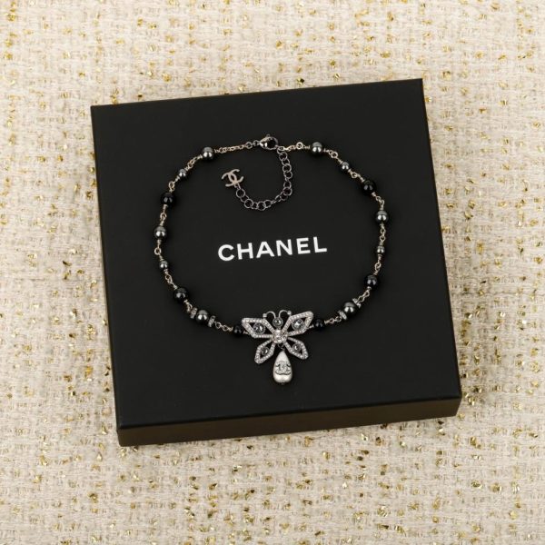 replica,repliche,fake,1:1,earrings,bracelet,ring,jewelry Contatore / 【Collana Chanel con perle a goccia e farfalla traforata】(FG1BR)