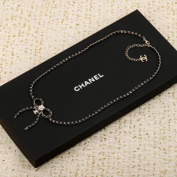 replica,repliche,fake,1:1,earrings,bracelet,ring,jewelry Contatore / 【Catena Chanel con fiocco in pelle nera】(JR3ZO)