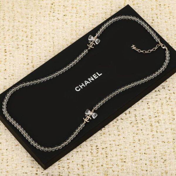 replica,repliche,fake,1:1,earrings,bracelet,ring,jewelry Contatore / 【Collana con ciondolo a fiocco Chanel e doppia C in cristallo trasparente】25 (SCGYE)