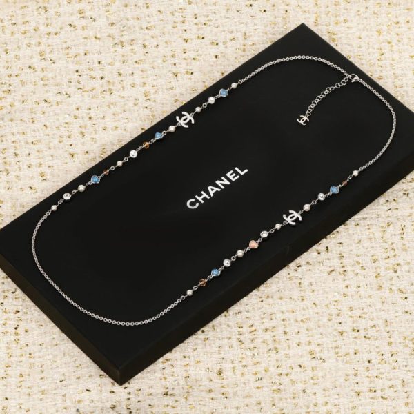 Contatore / 【Collana Chanel con doppia C di perle e cuore rosa e blu】(5V7DY)