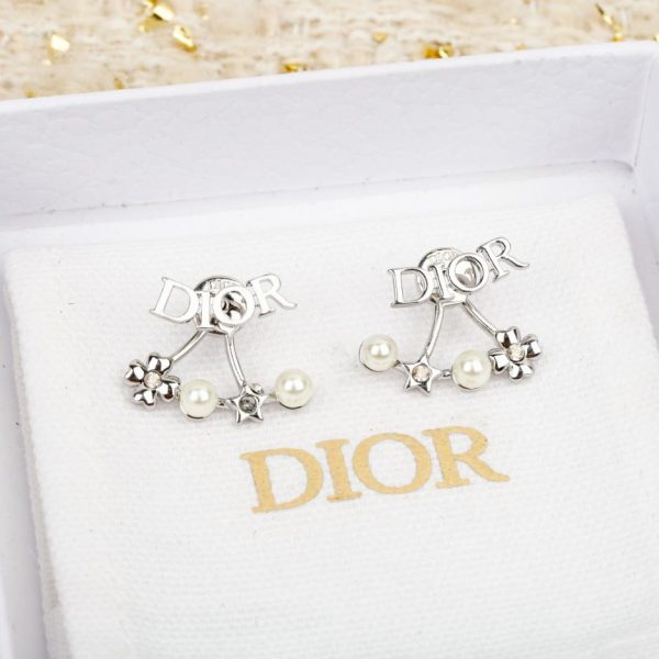 replica,repliche,fake,1:1,earrings,bracelet,ring,jewelry Orecchini a bottone con perle Dior Pearl Star e quadrifoglio (2MBHM)