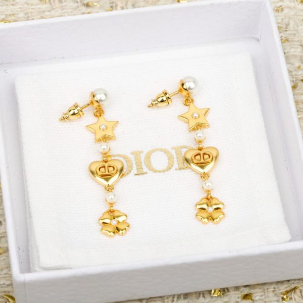 replica,repliche,fake,1:1,earrings,bracelet,ring,jewelry Orecchini Dior Pearl Star con quadrifoglio e cuore CD (N9BF2)