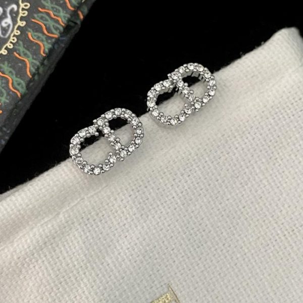 replica,repliche,fake,1:1,earrings,bracelet,ring,jewelry Orecchini Dior Mini CD in platino e diamanti (ZTAW9)