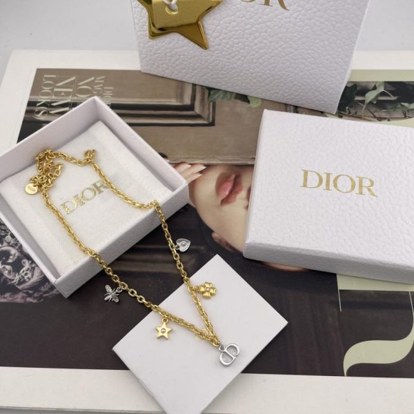 replica,repliche,fake,1:1,earrings,bracelet,ring,jewelry Collana con accessorio color-block Dior oro e argento (HTQ5V)