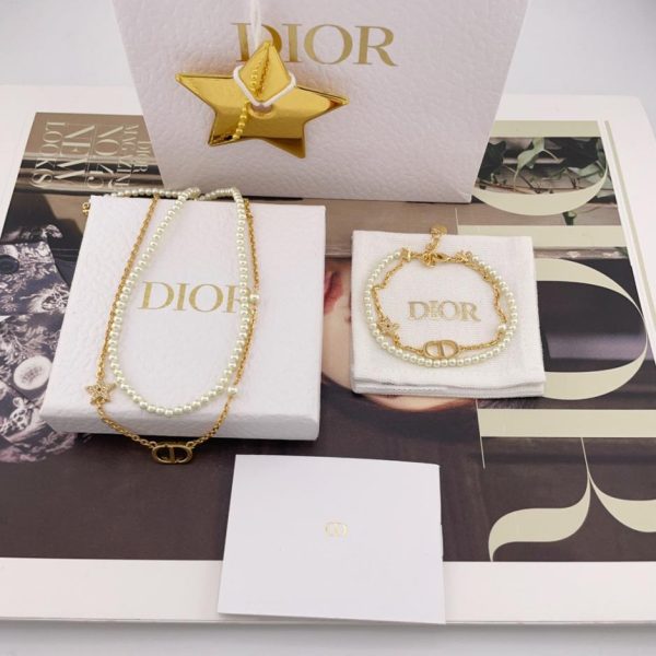replica,repliche,fake,1:1,earrings,bracelet,ring,jewelry Collana Dior CD Star Pearl a doppio strato (S7XWL)
