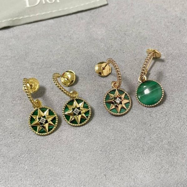 replica,repliche,fake,1:1,earrings,bracelet,ring,jewelry Orecchini Dior Natural Malachite Compass (QMRZT) in oro V (reversibili)