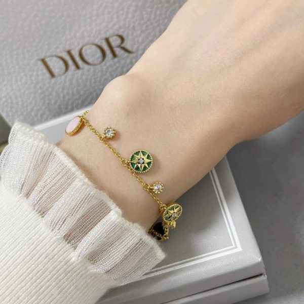 replica,repliche,fake,1:1,earrings,bracelet,ring,jewelry Bracciale Dior con bussola floreale multicolore, double-face, in oro V (ID5SR)