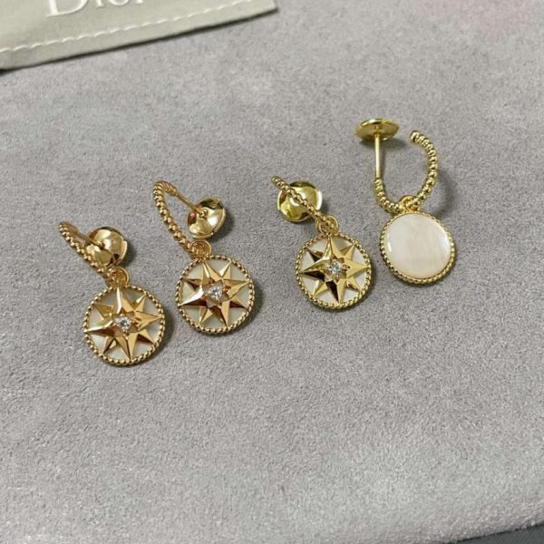 replica,repliche,fake,1:1,earrings,bracelet,ring,jewelry Orecchini Dior di alta gamma in madreperla bianca con bussola in oro V (AYY5L)