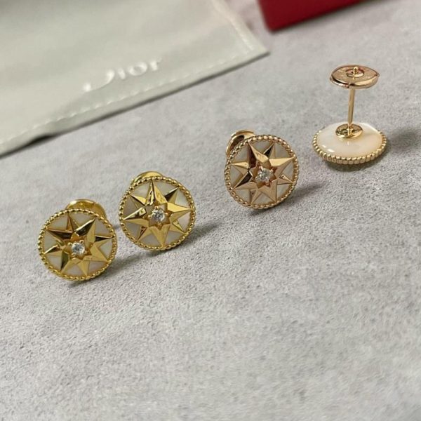 replica,repliche,fake,1:1,earrings,bracelet,ring,jewelry Orecchini Dior High White Mother-of-Pearl (V9857) in oro V.