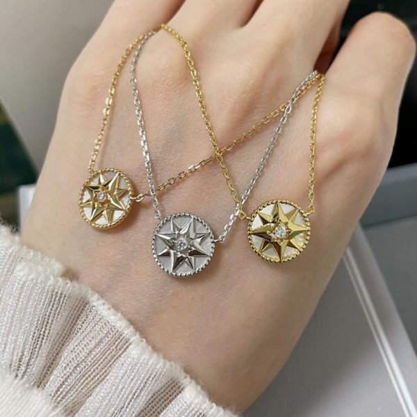 replica,repliche,fake,1:1,earrings,bracelet,ring,jewelry Collana Dior High White in madreperla con bussola in oro V (E6M2W)
