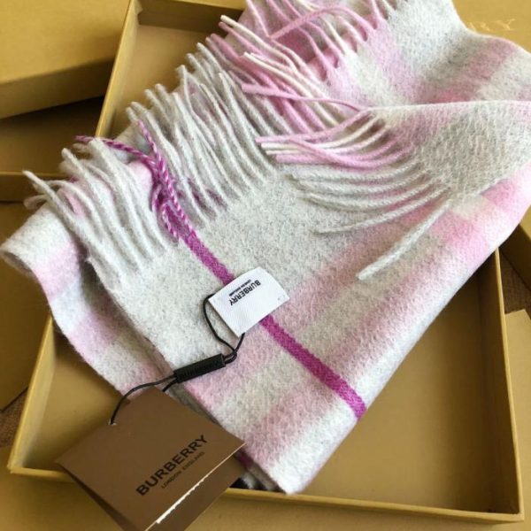 Sciarpa Burberry Deep Water Ripple Classic Cashmere Check grigio-rosa (6L7IZ)
