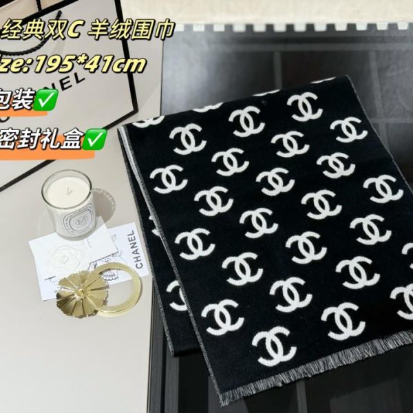 replica,repliche,fake,1:1,earrings,bracelet,ring,jewelry CHANEL Sciarpa reversibile in cashmere bianco e nero (8JFNG)