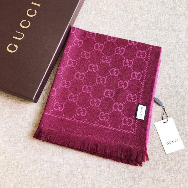 replica,repliche,fake,1:1,earrings,bracelet,ring,jewelry Sciarpa GUCCI in jacquard 100% lana con motivo Double G (ECJ2J)