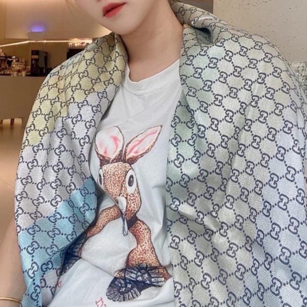 replica,repliche,fake,1:1,earrings,bracelet,ring,jewelry Sciarpa Gucci jacquard con motivo arcobaleno metallizzato (7SCB1)
