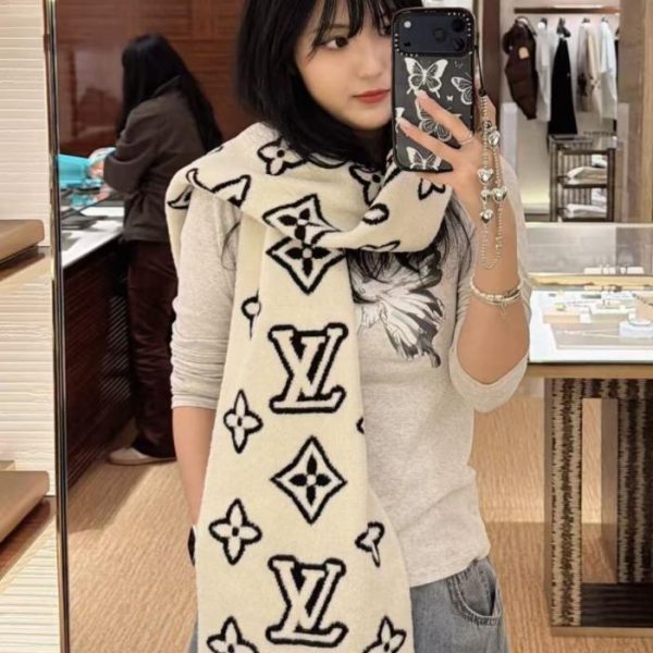 replica,repliche,fake,1:1,earrings,bracelet,ring,jewelry Sciarpa in lana con logo LOUIS VUITTON (NNA9S)