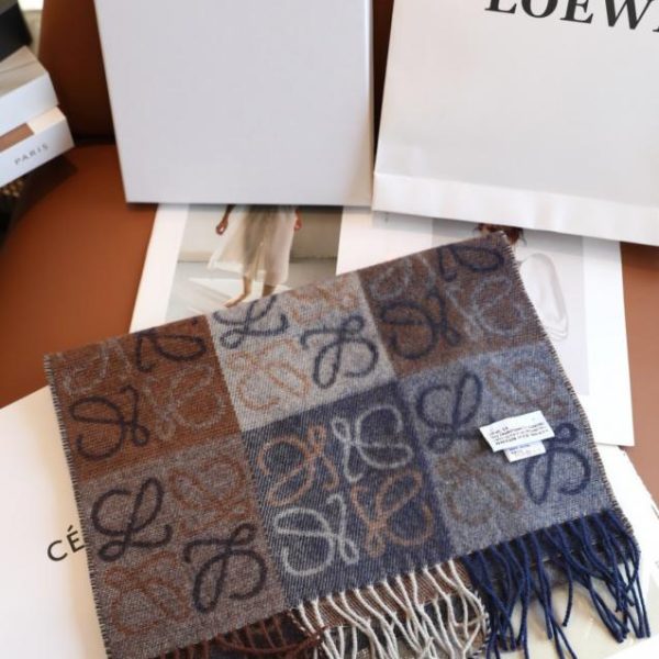 replica,repliche,fake,1:1,earrings,bracelet,ring,jewelry Sciarpa LOEWE in misto lana e cashmere a scacchi bicolore (1WRAA)