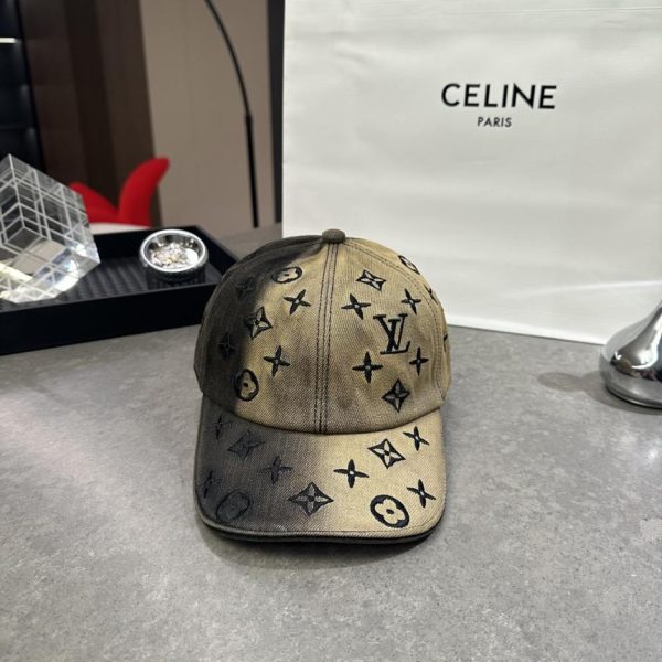 replica,repliche,fake,1:1,earrings,bracelet,ring,jewelry Cappellino da baseball Louis Vuitton in denim effetto invecchiato (Q7JY0N)