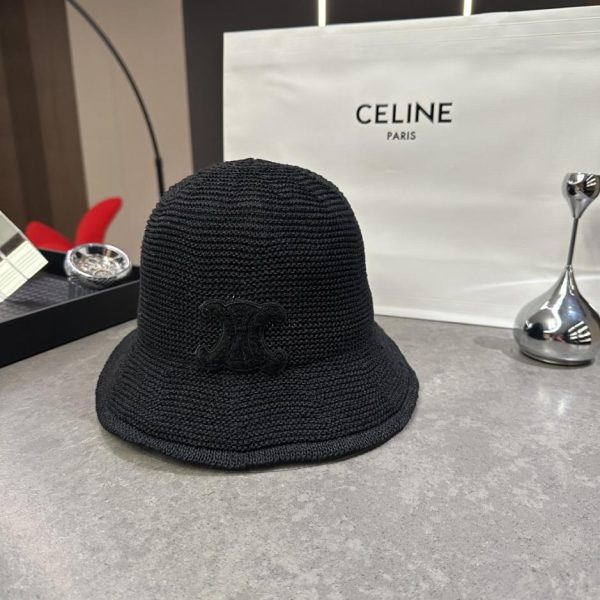 replica,repliche,fake,1:1,earrings,bracelet,ring,jewelry Nuovo cappello a secchiello in maglia di Celine, circonferenza testa 57 cm (RXHNUA)