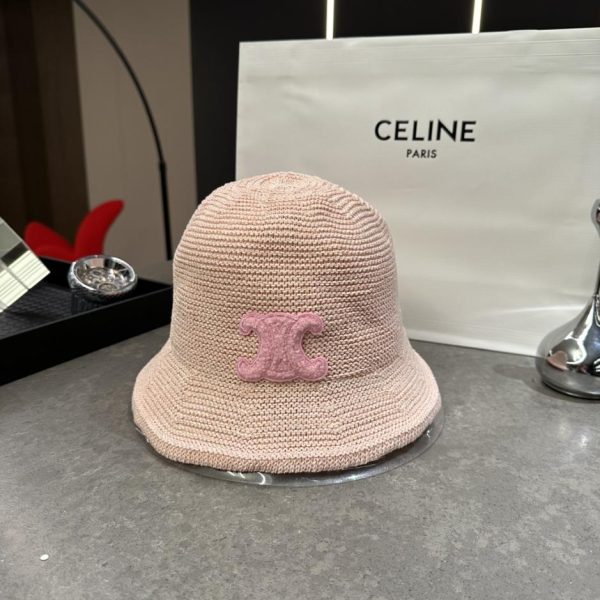 replica,repliche,fake,1:1,earrings,bracelet,ring,jewelry Nuovo cappello a secchiello in maglia di Celine, circonferenza della testa 57 cm (S8ZCAC)