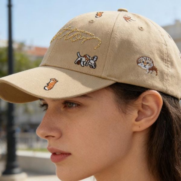 replica,repliche,fake,1:1,earrings,bracelet,ring,jewelry Cappellino da baseball a forma di L ricamato con stampa integrale di adorabili cuccioli + firma autografa con strass (F2VV2T)