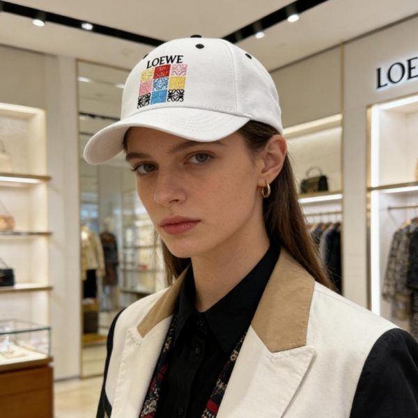 replica,repliche,fake,1:1,earrings,bracelet,ring,jewelry Cappellino da baseball ricamato LOEWE Colorful Nine-Square: nero classico con logo anagramma color macaron (OUW4CG)