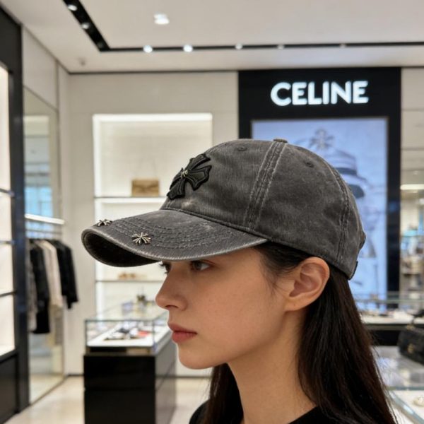 replica,repliche,fake,1:1,earrings,bracelet,ring,jewelry Cappellino da baseball Chrome Hearts con croce effetto invecchiato (TGW0CE)