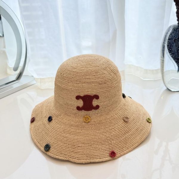 Nuovo cappello da sole in rafia di Celine (K70AB1)