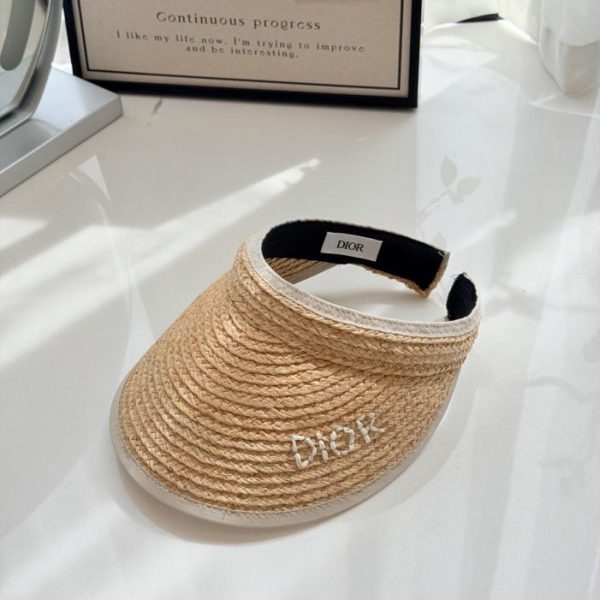 replica,repliche,fake,1:1,earrings,bracelet,ring,jewelry Berretto con visiera classico stile Dior, in rafia lavorata a mano (ITV3NG)