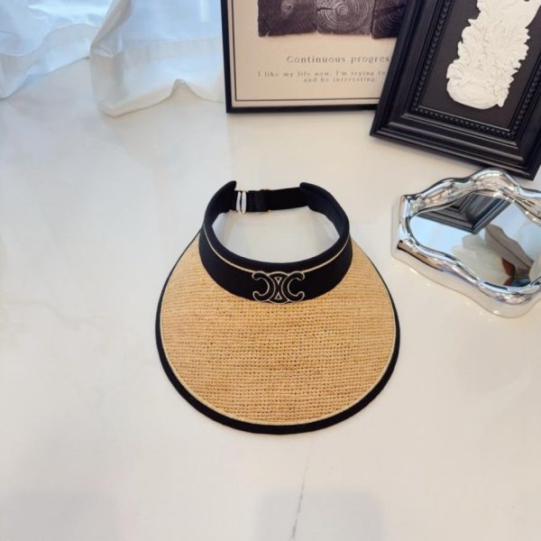 replica,repliche,fake,1:1,earrings,bracelet,ring,jewelry Nuovo cappello con visiera parasole di Celine, in rafia intrecciata a mano (ZD0S33)